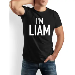 I'M LIAM Funny T-Shirt for Men & Women - Liam Name Print, 100% Cotton Casual Crew Neck Short Sleeve Tee, Humorous Gift Idea for Dads, Friends, Family - Black & White with White Text (All-Season Wear), Christmas, Mens Tshirt, T Shirt Men, Funny Tshirts Men