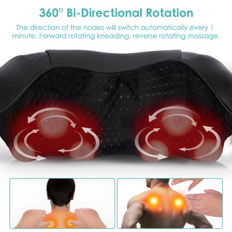 Laymas Shiatsu Neck  Shoulder and Back Massager Neck Massage Pillow for Neck, Back, Shoulder, Foot, Leg Massage, Relieve Muscle Pain, Black,Perfect Present Faux Leather Lightweight Thanksgiving gift, Christmas Gift TikTokShopBlackFriday