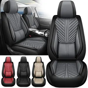 Car Seat Covers Full Set, Breathable Leather Front and Rear Seat Covers , Universal Car Seat Cover for Most Sedan SUV Pick-up Trucks