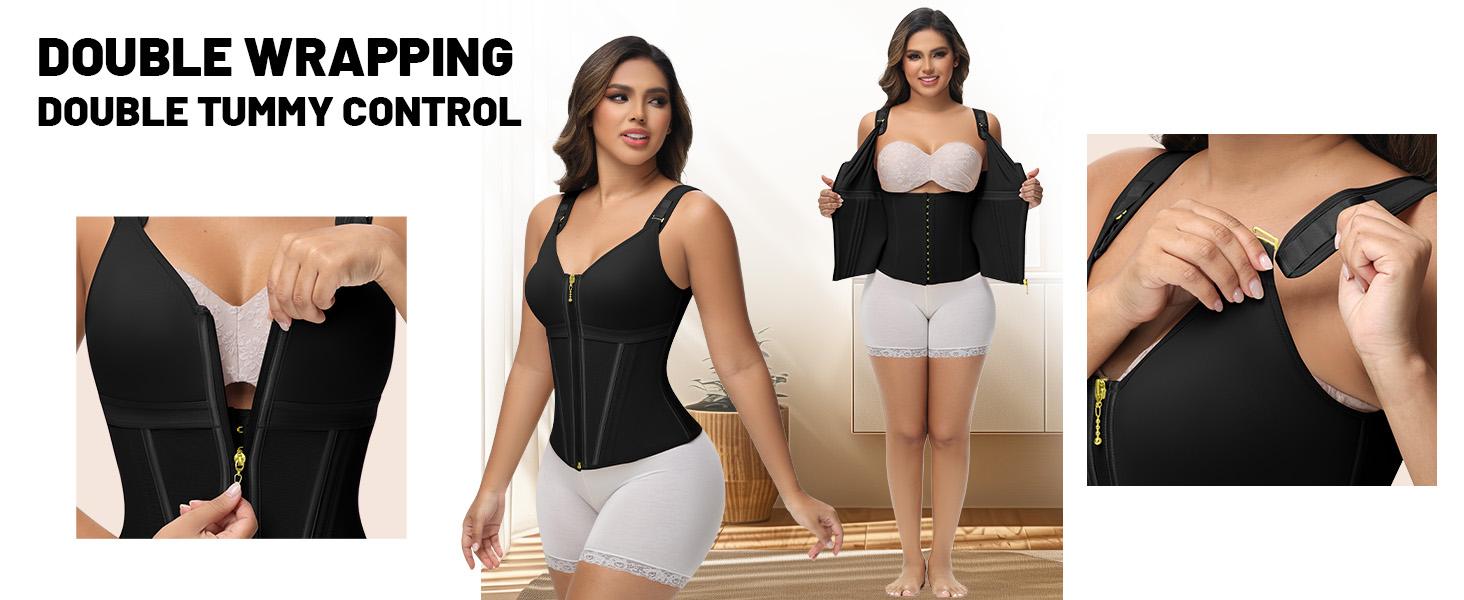 SHAPSHE Waist Shapewear Corset for Women Tummy Control Sport Workout Body Shaper Vest for Women Gym Zipper and Hooks