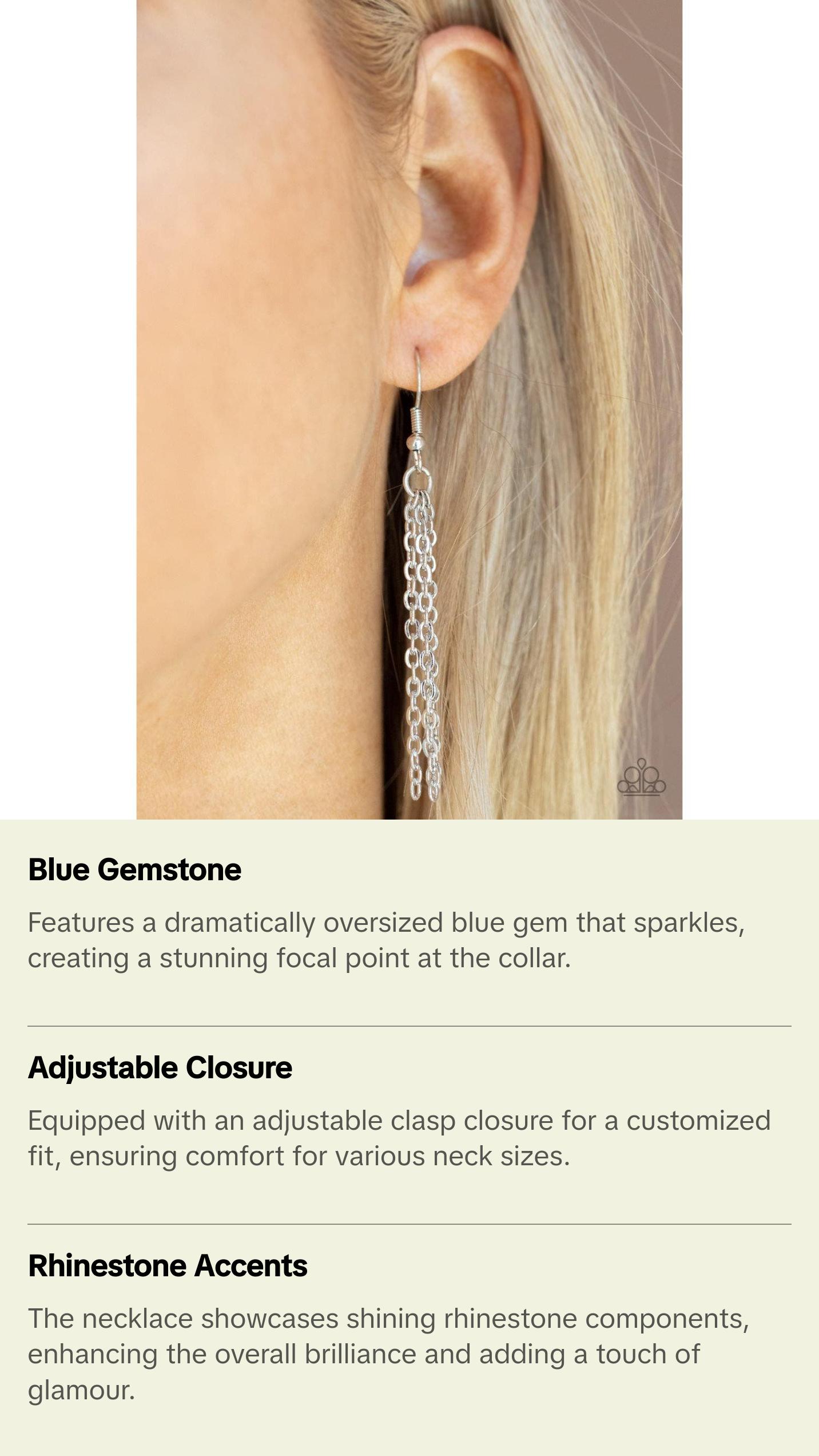 Starry Fireworks - Blue Rhinestone Star Necklace