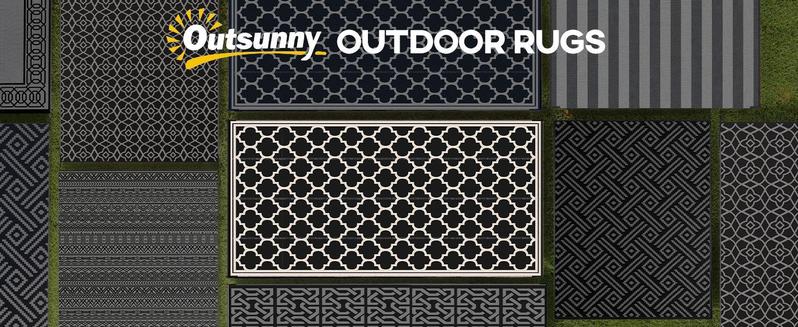 Outsunny Reversible Outdoor Rug, 9' x 18' Waterproof Plastic Straw Floor Mat, Portable RV Camping Carpet, Large Floor Mat for Backyard, Deck, Picnic