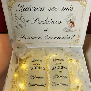 First Comunion godparents proposal with 16oz glass a very elegant gift box