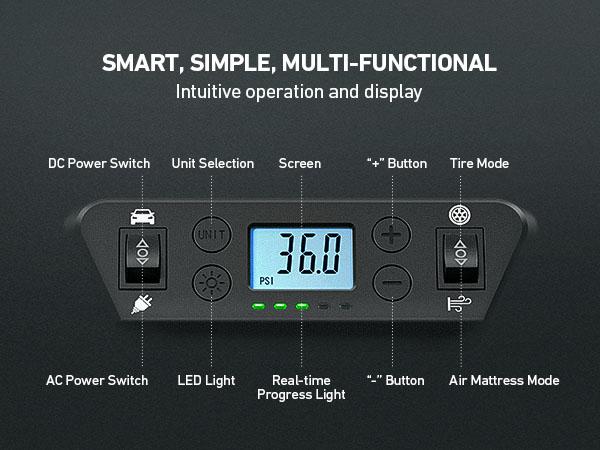【Valentine's Day Gift】AstroAI Portable Tire Inflator, 150PSI,  12 V DC/120 V AC Dual Power, with Dual Metal Motors & LED Light,Yellow Tool Car Air Compressor