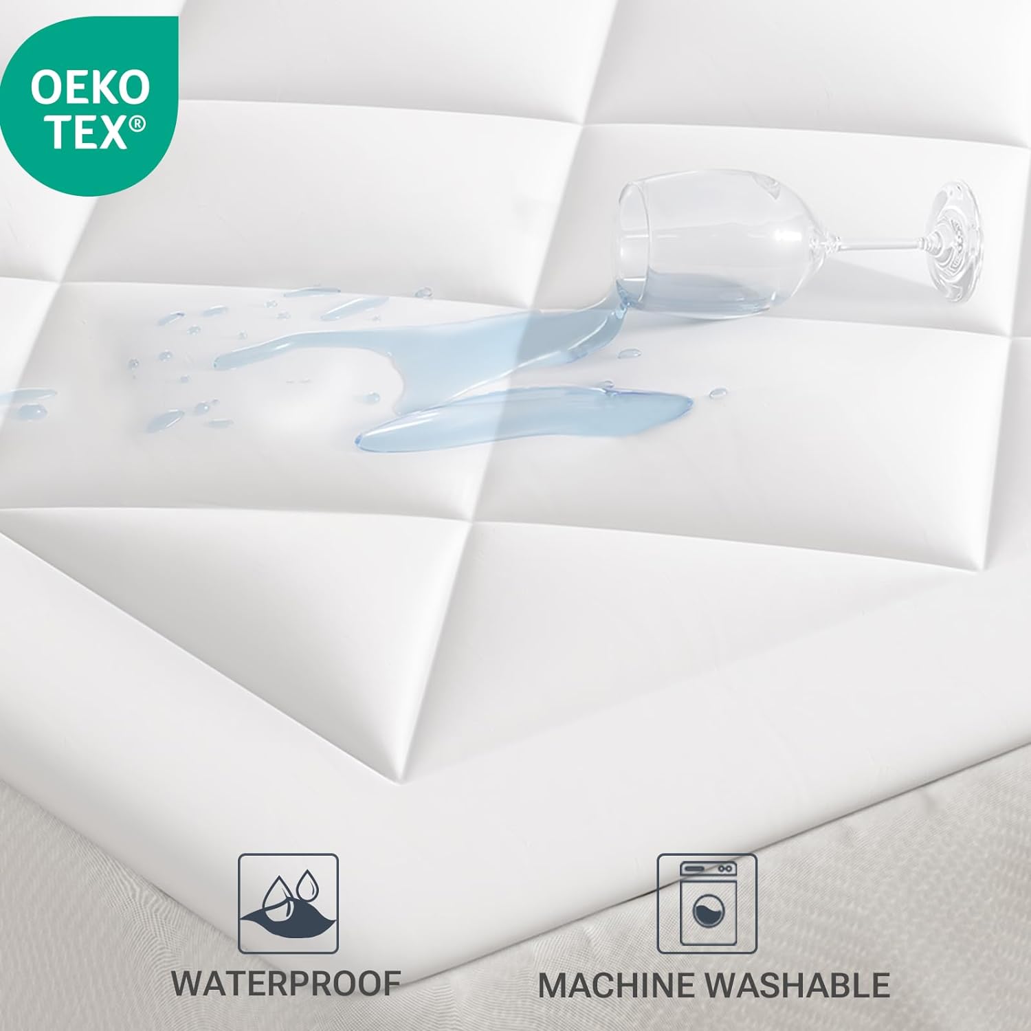 Sleep Philosophy Waterproof Sofa Bed Mattress Protector, Holden Sofa Bed Queen Mattress Pad, 3M Scotchgard, Microfiber Mattress Topper Fitted Elastic Pocket Fits Up to 8 Inch, White