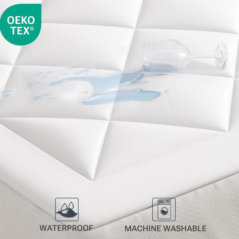 Sleep Philosophy Waterproof Sofa Bed Mattress Protector, Holden Sofa Bed Queen Mattress Pad, 3M Scotchgard, Microfiber Mattress Topper Fitted Elastic Pocket Fits Up to 8 Inch, White