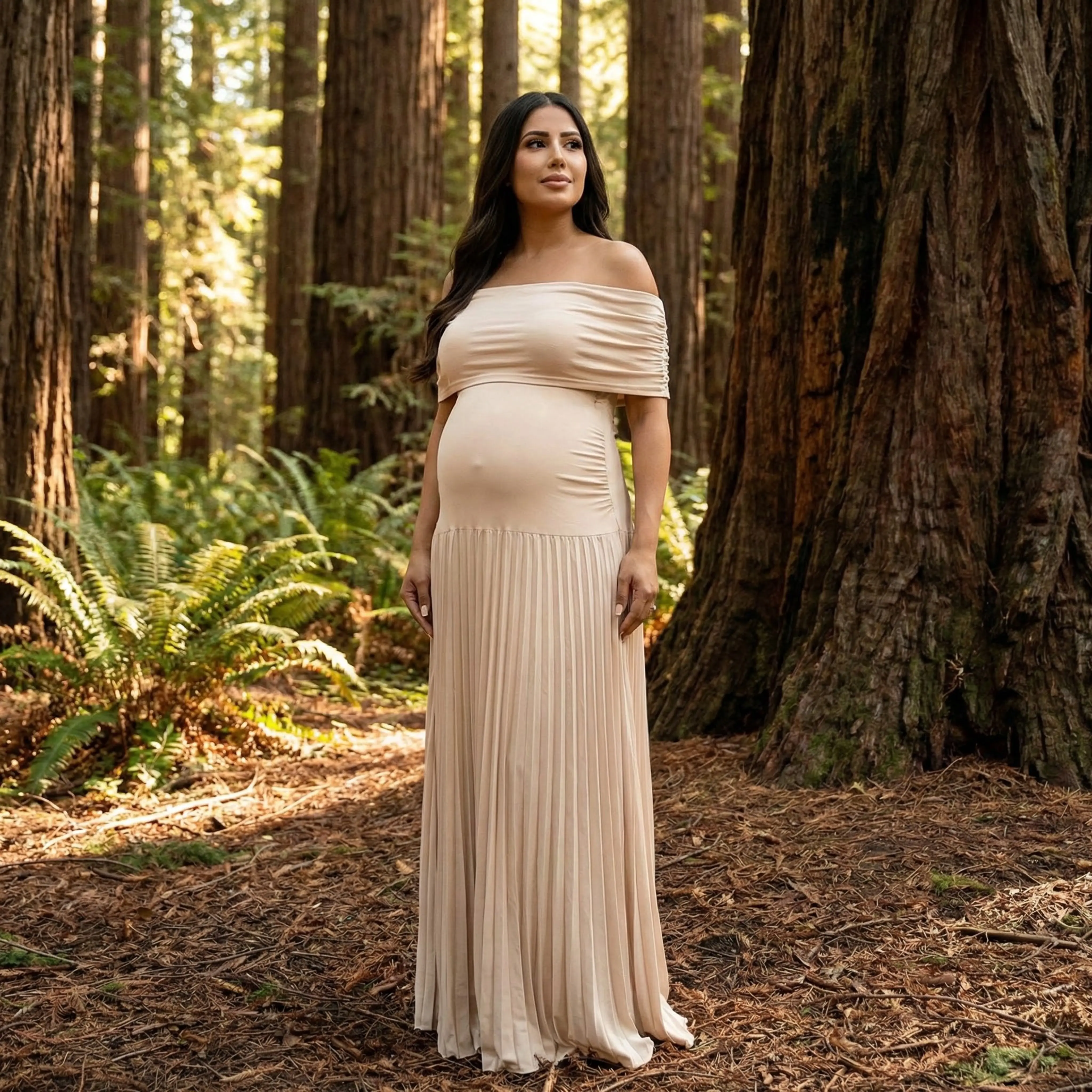 slim fit dress slacks Dusty Sage V-Neck Maternity Bridesmaid Dress with Flared Sleeves BD129 US8 / Custom Color main image 0