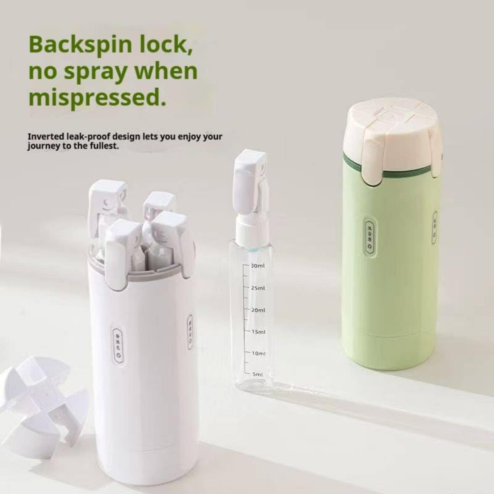 One-Stop Travel Solution 4 In 1 Portable Liquid Dispenser Bottle with Multi-Functional Storage Bag for Toiletries Green & White Options