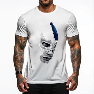 streetwear graphic tees Mexican Wrestler Legend Cotton T Shirt With Demon Blue Libre Art For Men Casual Wear Sports Running And Outdoor Activities Unisex Design For Teens And Adults