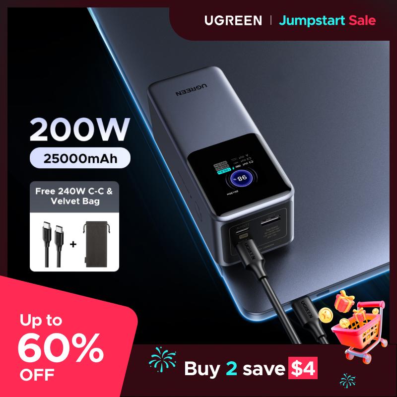 UGREEN 20000mAh 130W Power bank ,25000mAh 200W, 12000mAh 100W Fast Charging Powerbank, 65W Charger PD Super Fast Charging For iPhone 17/16/Macbook Air/Pro Lenovo Laptop, with LED Display Screen, TikTokShopBlackFriday ,TikTokShopJumpstartSale