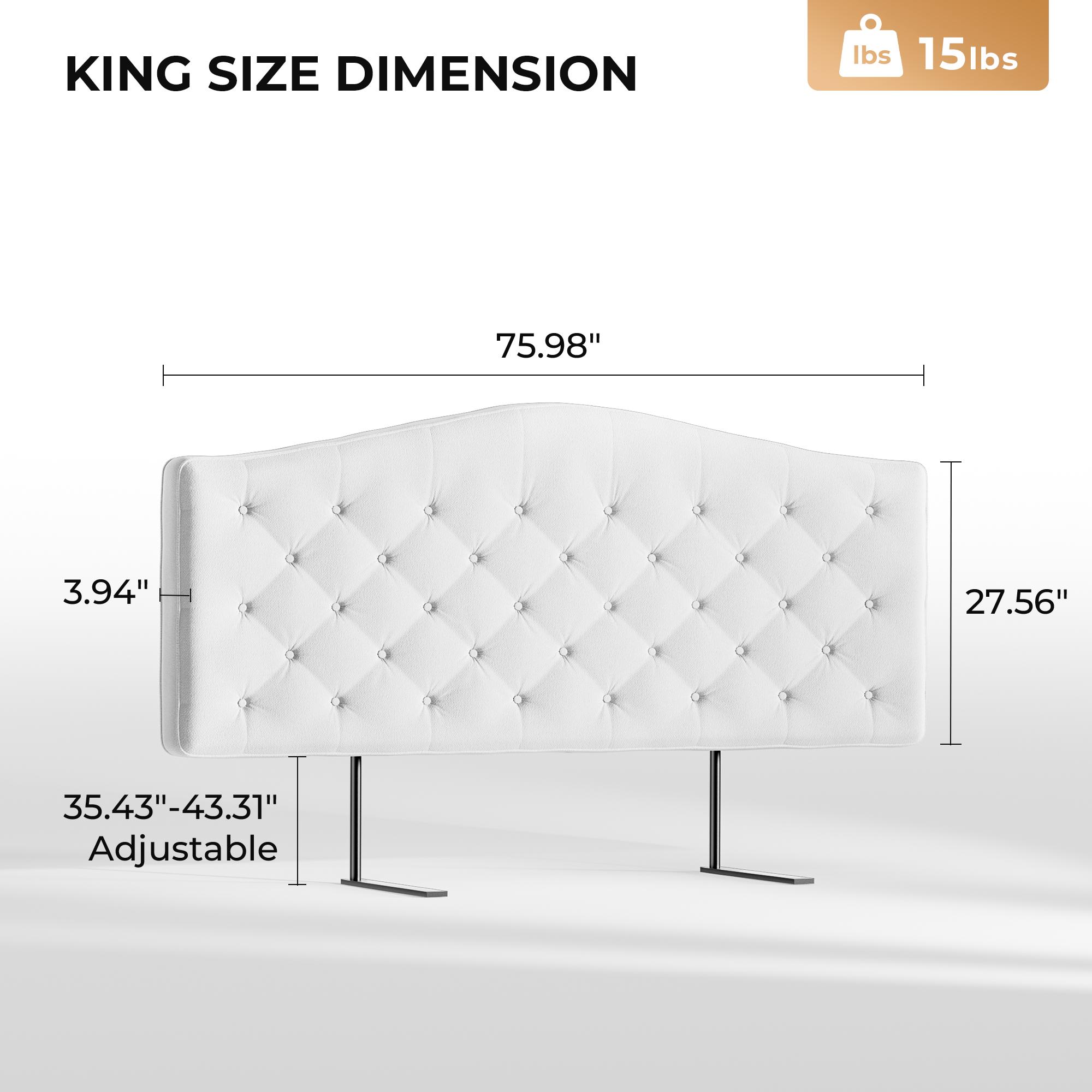 Upholstered Headboard Queen/King Size with 4" Thickened High-Density Sponge, Modern Button-Tufted Queen Headboard Only, Luxury Chenille Fabric, Adjustable Height, Easy Assembly