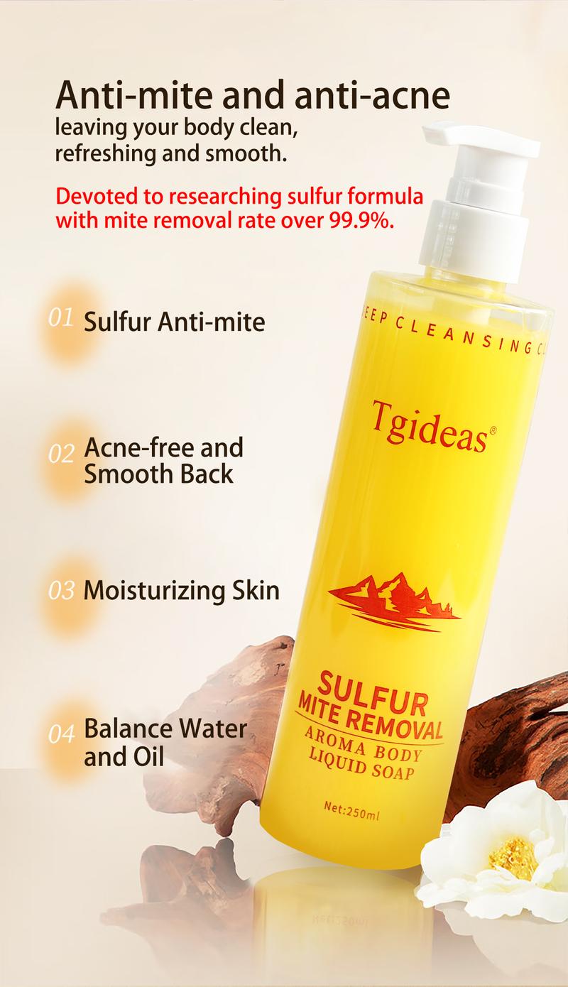 Buy 1-Get 1 Free! Tgideas Sulfur Body Wash - Deep Oil Control + Anti-Itch and Anti-Acne | Plant-Based & pH Balanced | 72-Hour Refreshing Fragrance | Fights Breakouts, Oiliness, and Odor