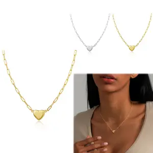 1/2 PCS Heart Shape Pendant Necklace For Women Featuring 304 Stainless Steel With 18K Real Gold Plated Paperclip Chain For Valentine's Day