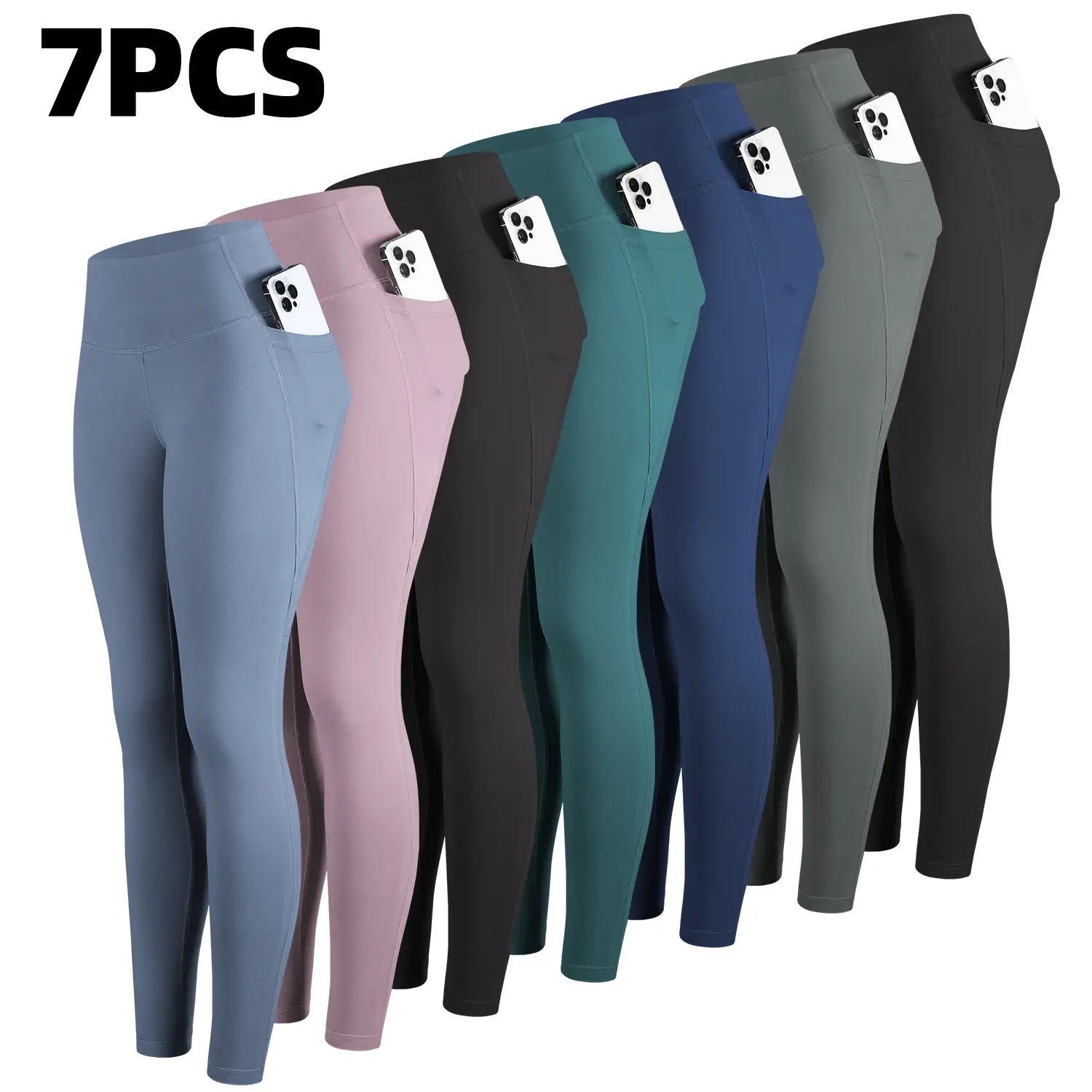 7 Packs-GrayNavyGreenPinkBlue2Black