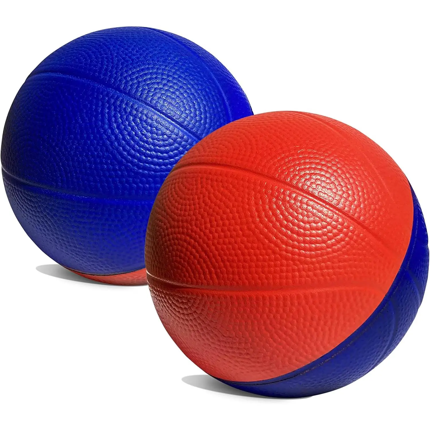 4 Inch Mini Foam Basketball for Indoor Hoop Kids Games - Pack of 2 (Blue/Red)
