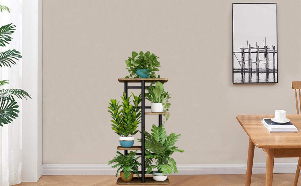 Iron 4-Tier Space Saving Plant Stand - Sturdy Organizer for Indoor/Outdoor Use, Perfect for Pothos, Succulents & Home Decor, Balcony/Living Room Organizer, 14.17"L x 9.05"W x 29.05"H