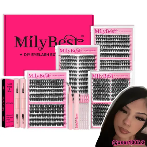 MilyBest-user1005.2 Creator Edition Lash Cluster Kit, 4-Mix Dense Fluffy Natural Eyelash Clusters for Eyelash Extensions, 10-18mm DIY Kits with Cove Single Lash Boxes for 1-Month Regime Makeup Products, Eyelashes Extensions