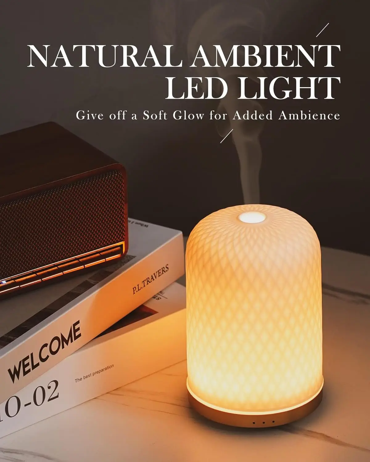 AROMA DIFFUSER LAMP – Porcelain Cover, Ultrasonic Diffuser with RGB Light