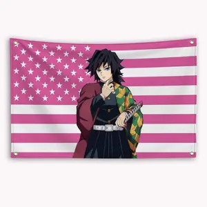 Tomioka Giyuu American Flag Anime Demon Slayer: Kimetsu No Yaiba Banner Outdoor Decor Decoration Garage Flags Tapestry Flaga.Tapestry Modern Stripe Design