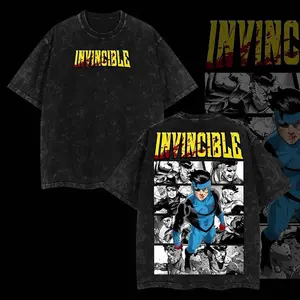 Limited Edition Emperor Mark Grayson Invincible War Comic Double Printed Oversize Lightweight Acid Washed Tee TV Series Graphic Tee T-Shirt