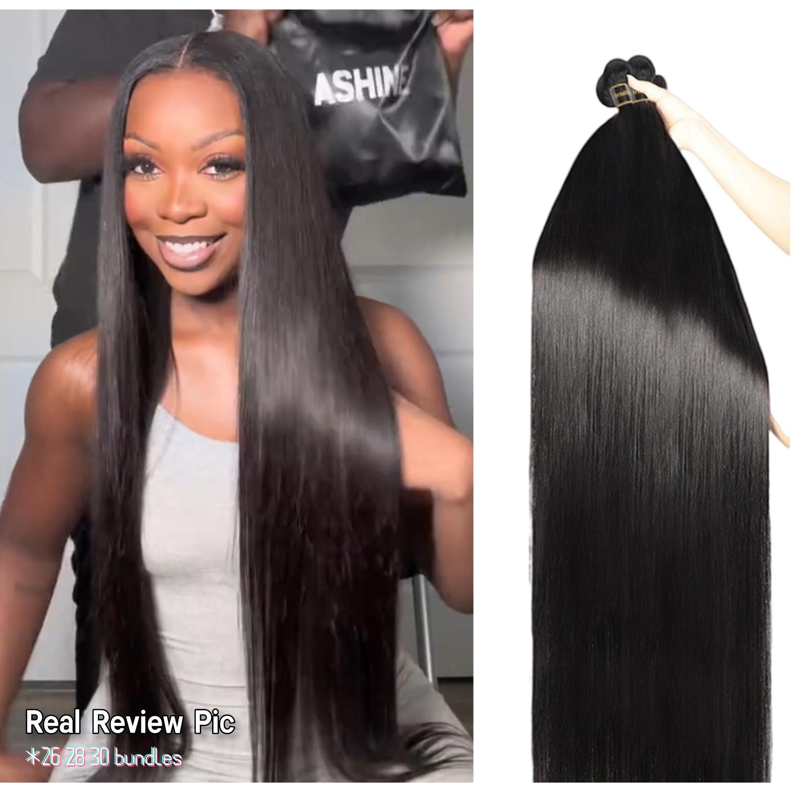 [Ashine] Luxury Brazilian Virgin Bundles 100% Human Hair Straight Body Wave Deep Curly bundles Tangle-free Re-wearable 10A Grade Salon Quality