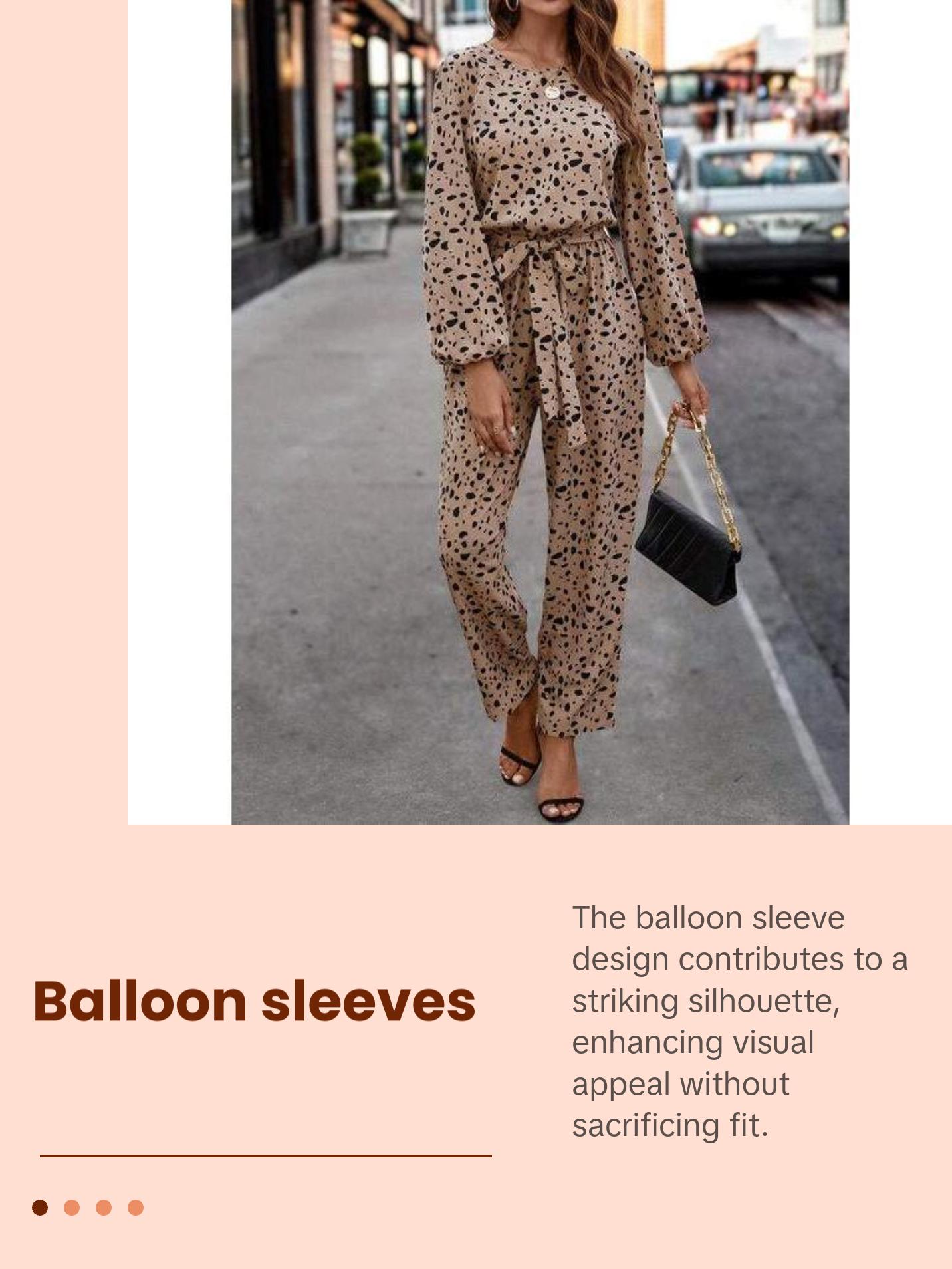 Leopard Tie Front Balloon Sleeve Jumpsuit
