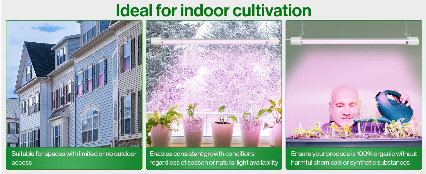 Sunco LED Grow Light 2ft, 20W Full Spectrum, Linkable, Ideal for Growing Plants