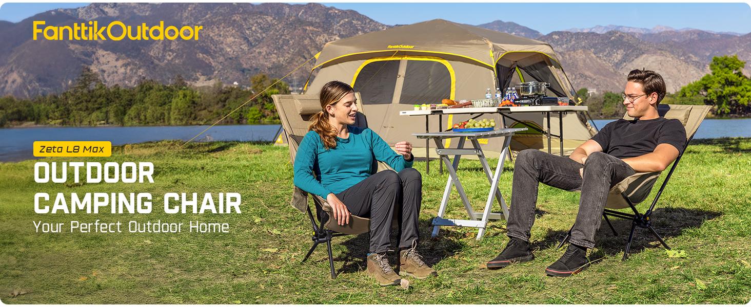 FanttikOutdoor Zeta L8 Max Unisex Folding Camping Chair - Portable, Lightweight, Comfort-Driven Gentle Rocker with Carry Bag, Space-Saving Rolling Design, Supports Up to 250 lbs for Camping, Patio,toolupgrade