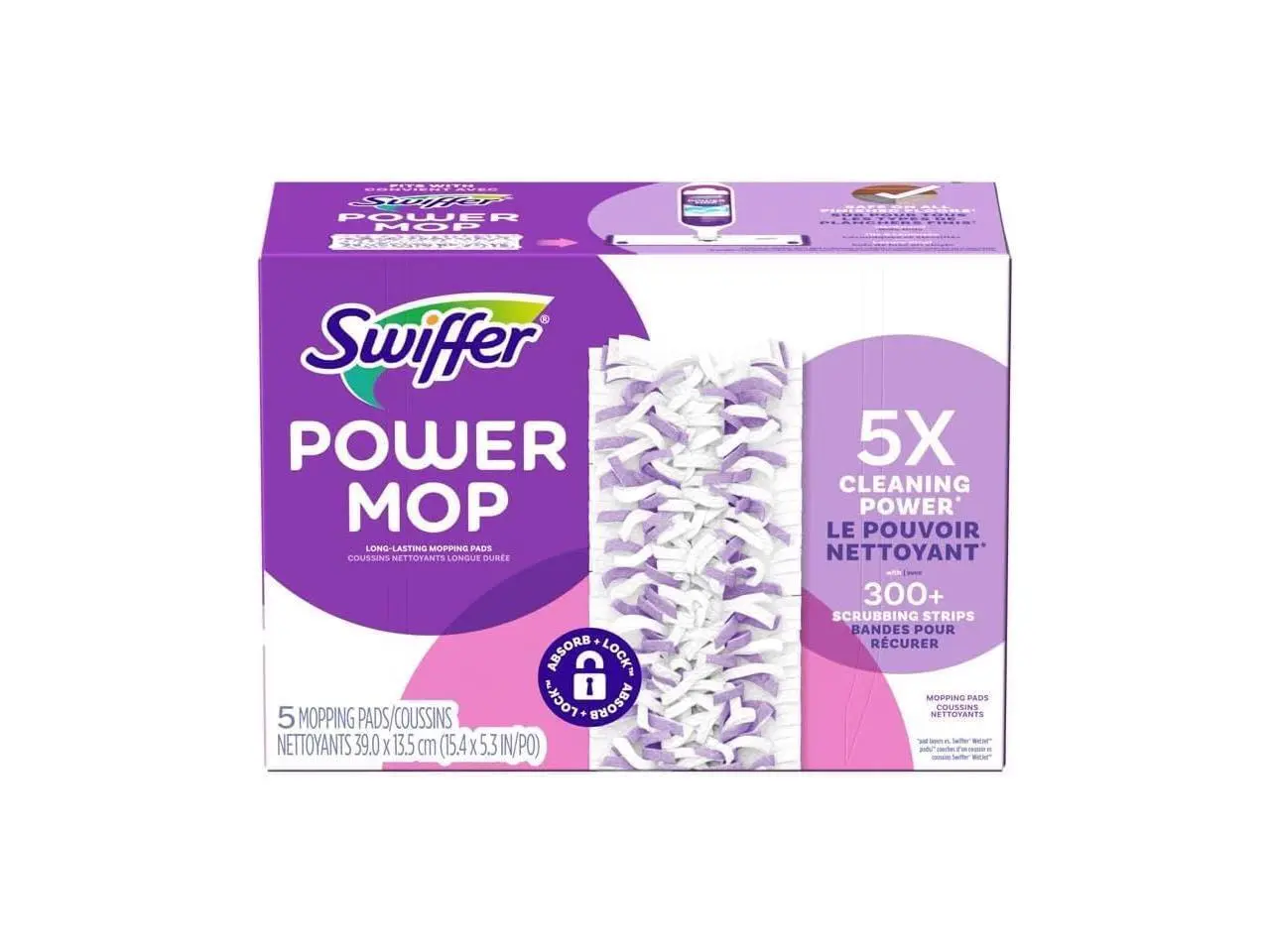 Swiffer PowerMop Multi-Surface Floor Cleaning Mopping Pad Refills, Pack Of 5 Refills