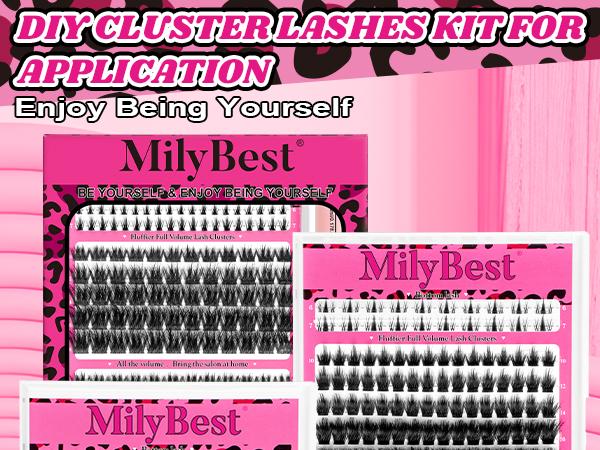 MilyBest Cove Eyelashes ,1 Set Mixed Length Individval Eyelash Extensions Kit,Self Grafting False Eyelashes with Tweezers&Glue&,Prefessional Eye Makeup Accessories for Women