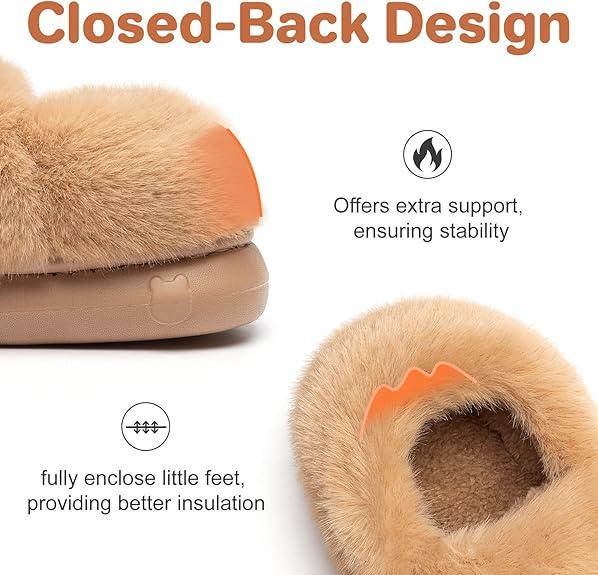 Drecage Toddler Kids Slippers Girls Boys House Shoes Winter Plush Warm Soft with Cute Cartoon Design Indoor Shoes for Boys and Girls