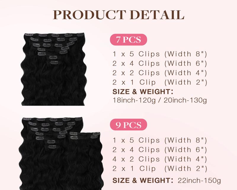 GOO GOO Hair Extensions Elf Curl Clip in Human Hair Extensions, 7Pcs/9Pcs 18-22Inch Elf Curl Clip in Human Hair Double Weft Natural Curl Hair Full Head for Women