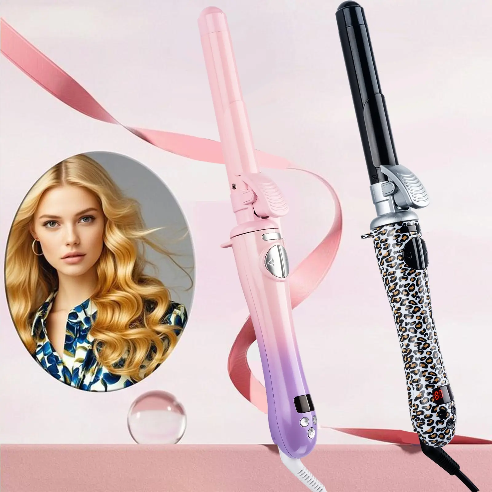 25mm Automatic Rotating Curling Iron with LED Display, Long Hair Waver, Easy-To-Use, Multiple Temperature Settings, Auto Shut off, Curling Iron Wand, Automatic Curler, Curly Hair Tool, Hair Styling Tools