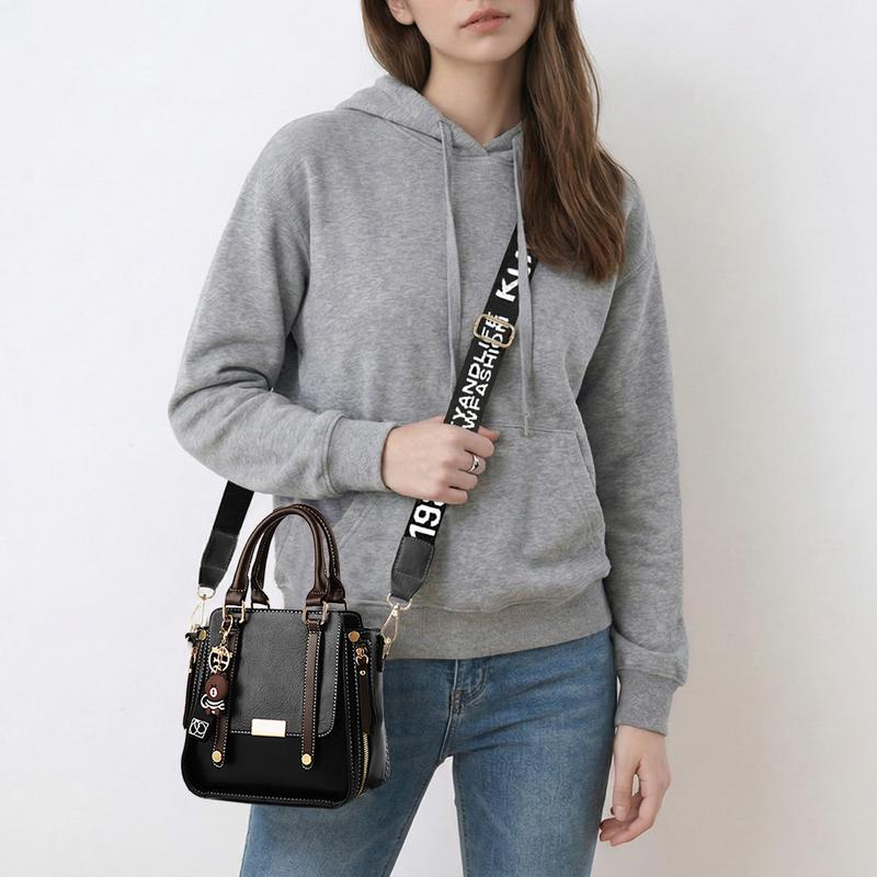 Womens Casual Fashion Shoulder Bag Flap Design Crossbody Bag Double Handle Handbag for Daily Use