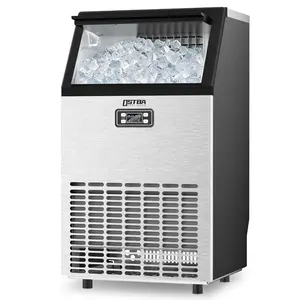 OSTBA Commercial Ice Maker 100 LBS/24H Output Under Counter & Freestanding Self-Cleaning LCD Display ETL Certified for Bars Restaurants & Offices nugget