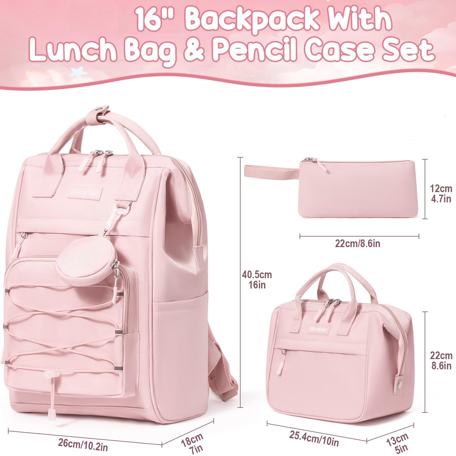 Fimibuke 3PCS Waterproof Backpack Set – Includes School Bag, Lunch Box & Pencil Case, Lightweight, Easter Gifts School Backpack Book Bag for Back-to-School Students