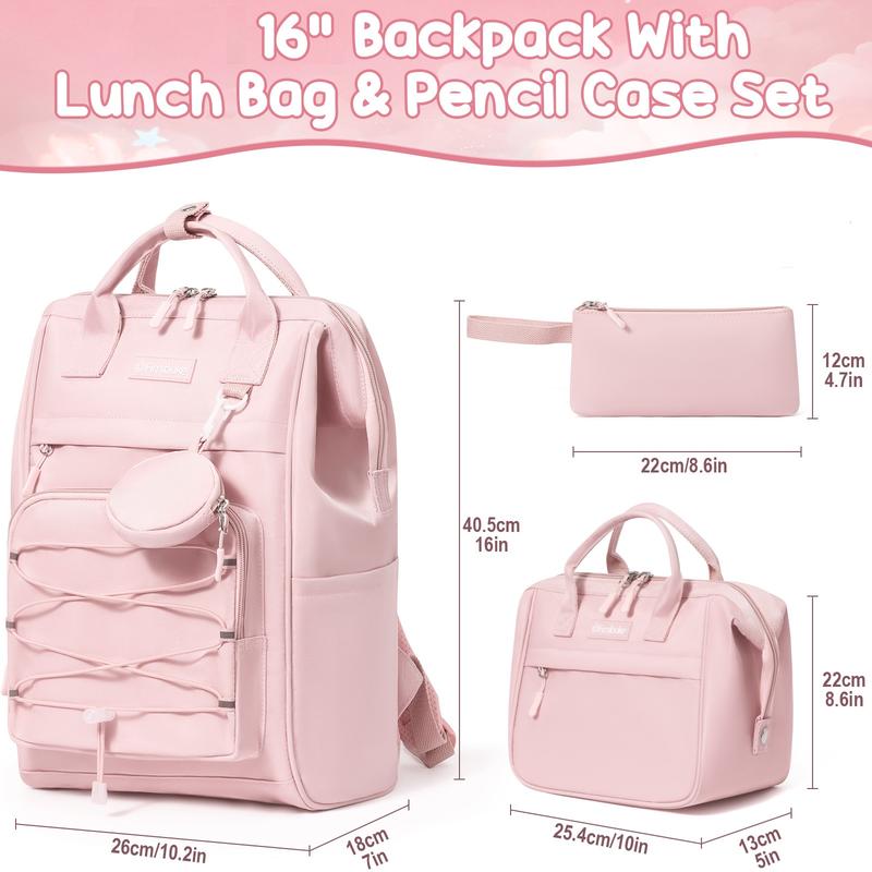 Fimibuke 3PCS Waterproof Backpack Set – Includes School Bag, Lunch Box & Pencil Case, Lightweight, School Backpack Book Bag for Back-to-School Students