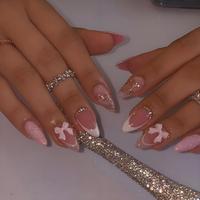 3d bow french pink glitter