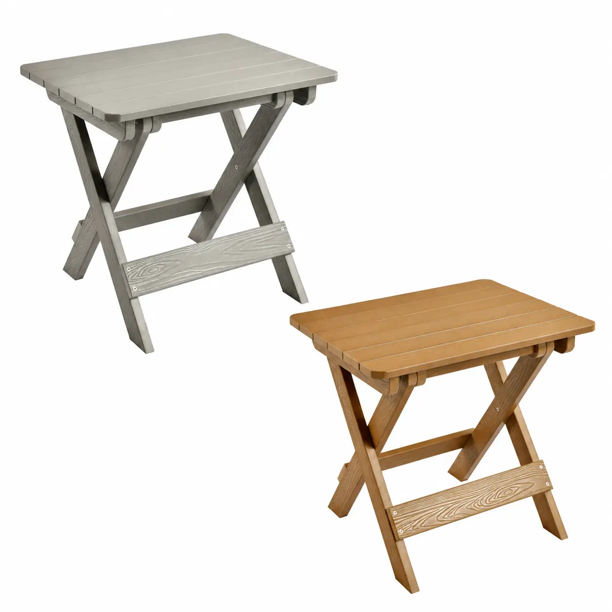 Teak Table+Light Gray Table