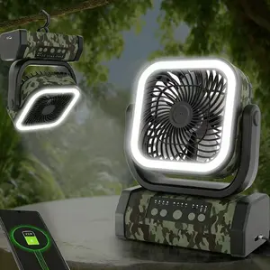 30000mAh Portable Fan with LED Lantern, Remote, 4-Speed Oscillating Rechargeable Tent Fan for Camping, Travel & Hurricane Use
