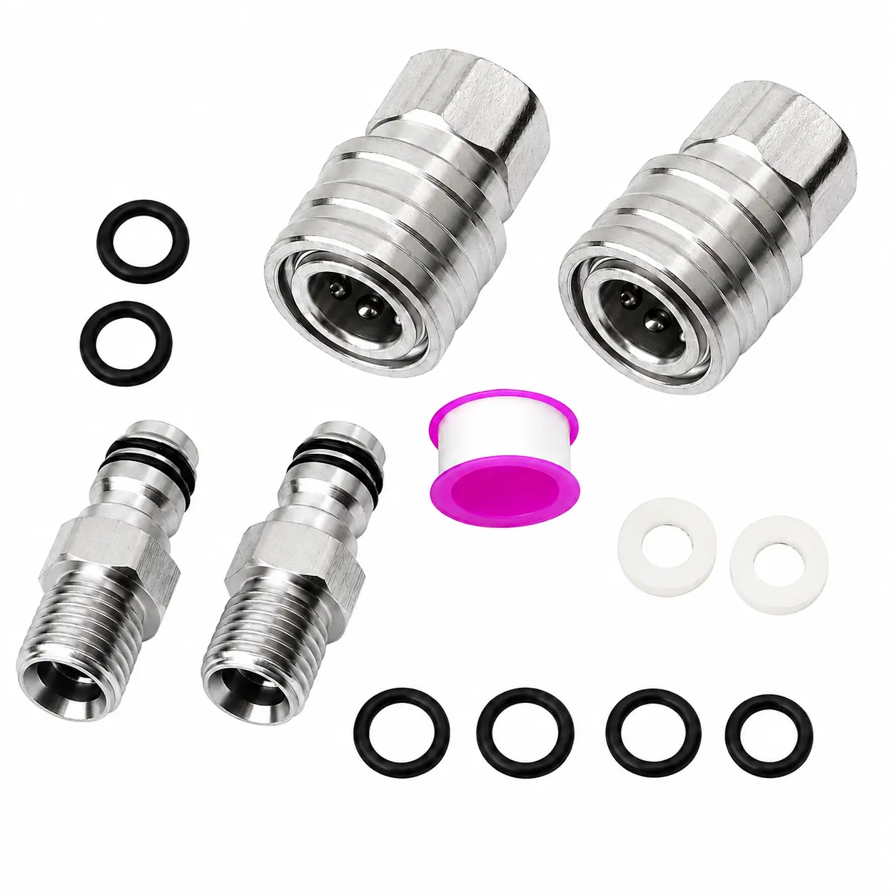 2PCS Airless Paint Sprayer Quick Connect Coupler for Most Airless Sprayers and High-Pressure Hoses, 1/4" Stainless Steel Hose Fitting，Leak-Free, Quick Connection