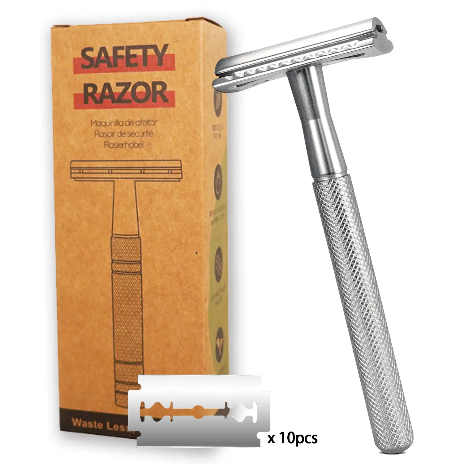 Men's Premium Razor Set, Professional Safety Design, Includes 10 High-Quality Stainless Steel Blades, Durable Grooming Kit, Shaving Razors, Shaving Products