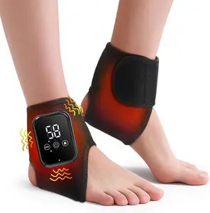 Cordless Ankle Massager with Heat, Ankle Heating Pad, USB Rechargeable Heated Brace Wrap Warmer, 3 Heat Levels, 3 Vibration Modes, Auto Shut Off