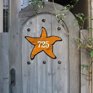 Designocracy MA985312-12 12 in. Orange Starfish Sports Car House Number Sign Decor