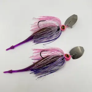 Morning Dawn Custom Made Blade Ripper Bladed Jig 2 PACK - 3/8oz or 1/2oz with Sharp VMC Hooks, Custom Skirts & Trailers, Includes Two Jigs & Two Trailers freshwater fishing big bass pro