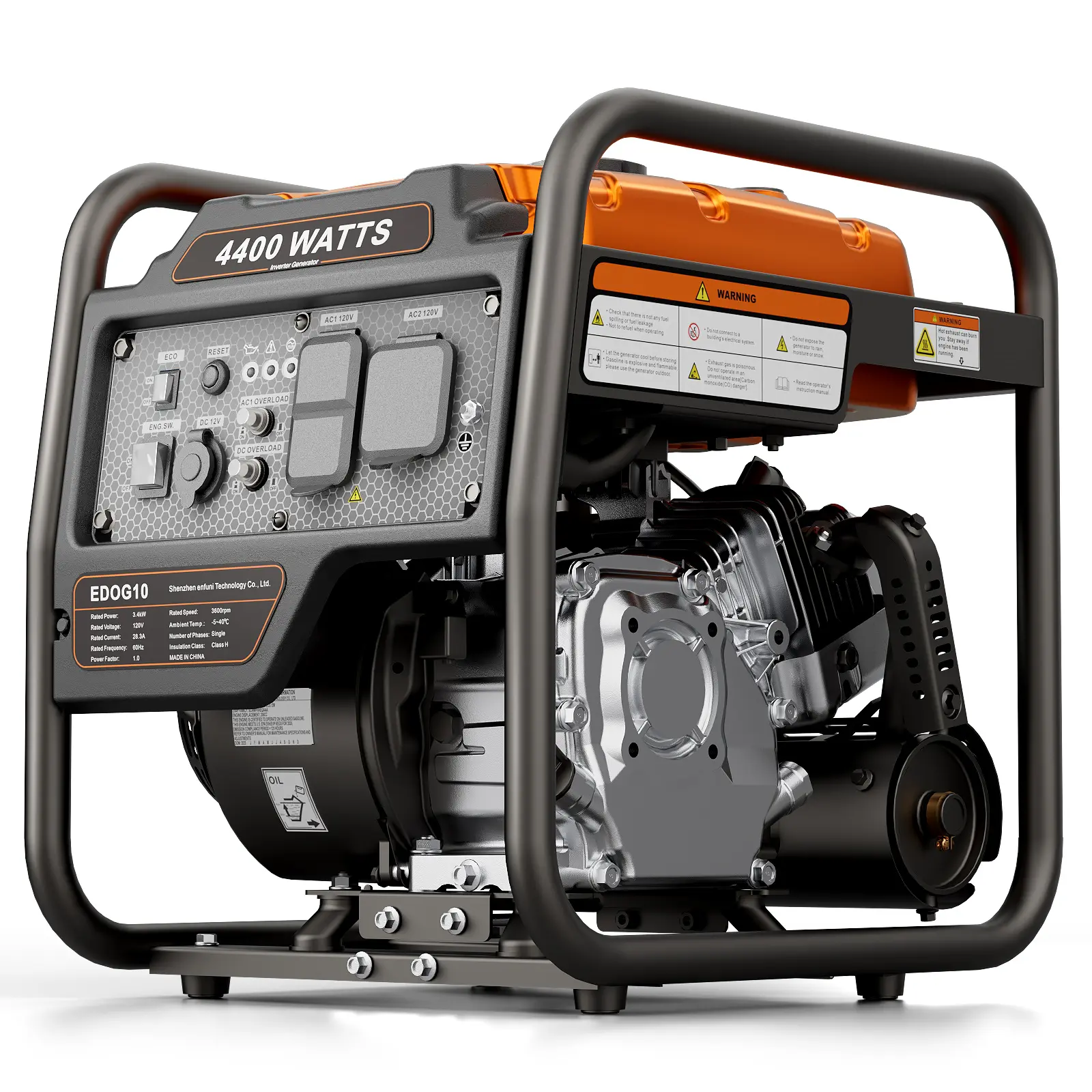 Efurden 4400 Watts Portable Generator Outdoor Power Equipment, Open Frame Inverter Generator with ECO Mode, Gas Powered, Quiet Operation, Emergency Home Backup, RV Ready