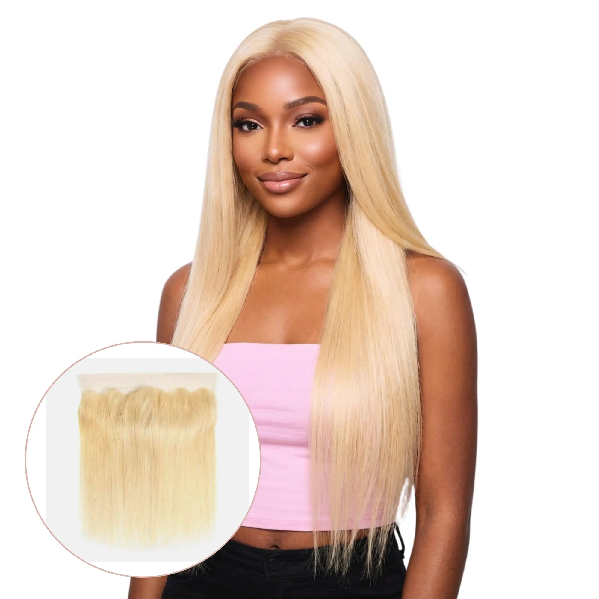 613 Blonde Straight 13x4 Transparent Lace Frontal - 100% Virgin Human Hair, Pre-Colored for Bold, Sleek Blonde Finish