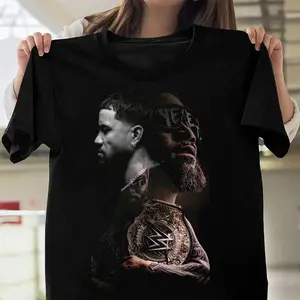 Jey Uso Black Graphic T-Shirt – Wrestling Fanwear Casual Shirt