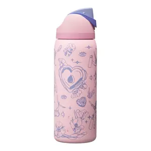 New Cup 32 oz. FreeSip Stainless Steel Water Bottle - Shot to the Heart, Leakproof, Insulated Water Bottle Button Drinkware, Gift For Her
