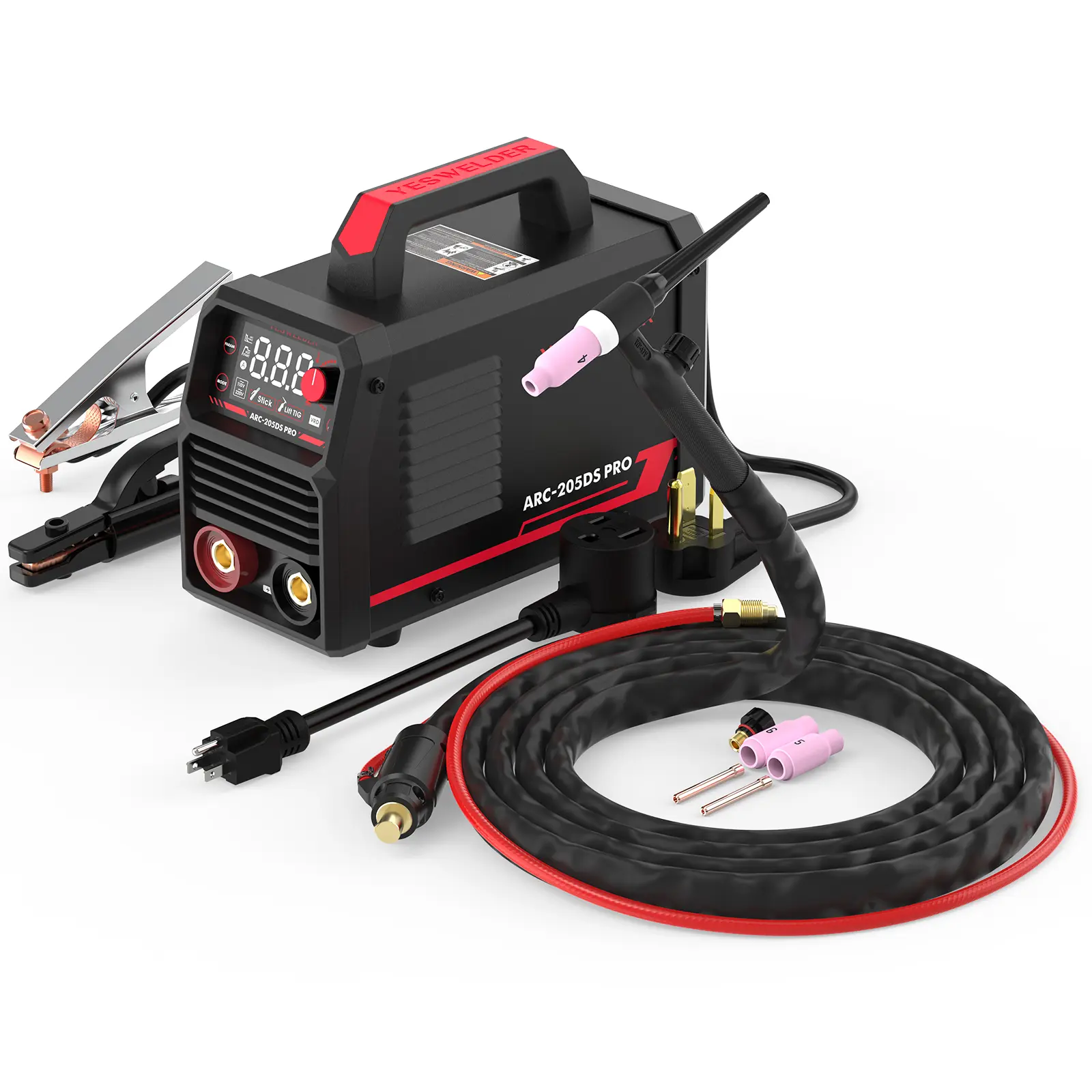 YESWELDER 205Amp ARC Lasser 230V MMA/Lift TIG draagbare Stick Lasser, Grote LED Display Digitale Inverter IGBT Lasmachine met Hot Start Arc kracht, Anti -Stick YESWELDER 205Amp ARC Lasser 230V MMA/Lift TIG draagbare Stick Lasser, Grote LED Display Digitale Inverter IGBT Lasmachine met Hot Start Arc kracht, Anti -Stick